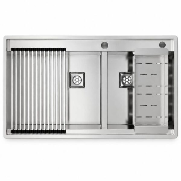 سینک ظرفشویی دست ساز دو لگن کن مدل BCN-302-74 R0